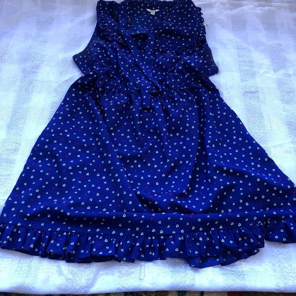 Blue dress with white and red hearts - Picture 6 of 7